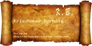Kriszhaber Borbála névjegykártya