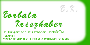 borbala kriszhaber business card